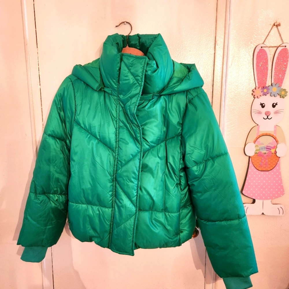 NWOT*GAP Green Big Puff Cropped Jacket * Size S